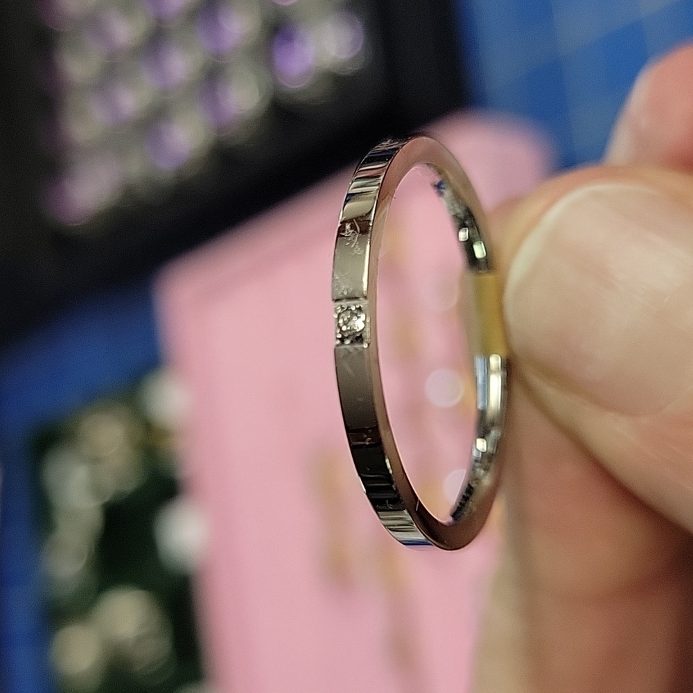 Silver Band with Single Sparkling Accent